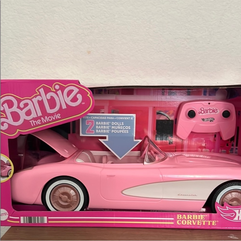 NWR Barbie Pink and White Convertible Corvette with Pink Remote